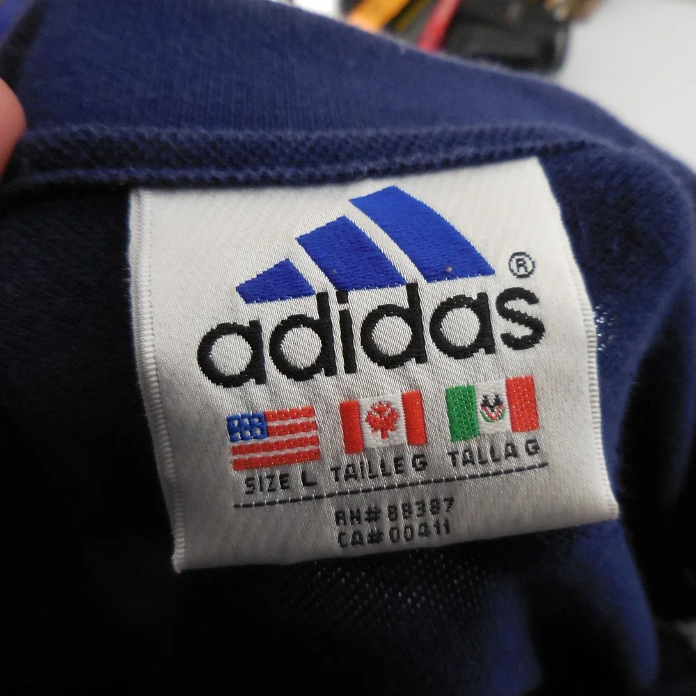 Vintage‎ Adidas Polo Shirt Mens Large Blue Embroidered Logo Short Sleeve Pique